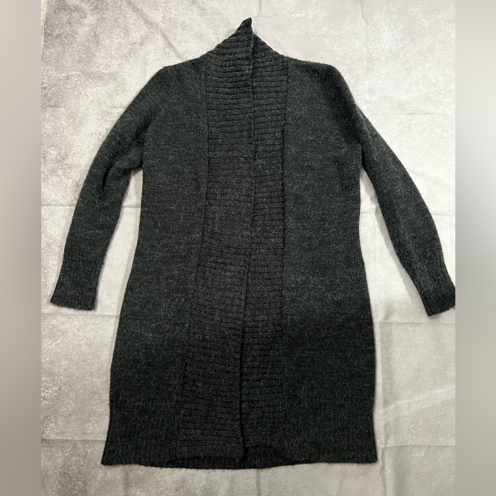 100% Alpaca long Dark Gray 100% Alpaca Cardigan Sweater